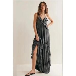 Free People Beach Santa Luz Ruffle Maxi Dress Large NEW